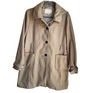 Banana Republic Womens Sz Large P Wool blend Camel  Hooded Coat*Read